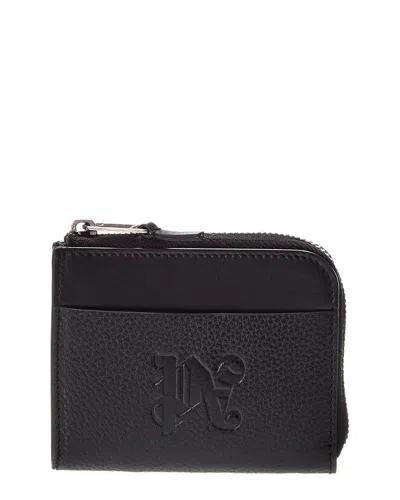Palm Angels Zip Small Leather Wallet In Black