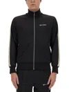 Palm Angels Black High Neck Sweatshirt With Logo Lettering On The Front In Wool Blend Man