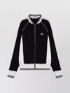 Palm Angels Zip Sweatshirt With Contrast Stripe Detail In Black