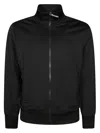 Palm Angels Zip-up Black Jacket With High Collar In Black