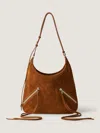 Palm Angels Maxi Zip-up Suede Shoulder Bag