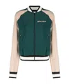 Palm Angels Zipped Cropped Bomber Jacket In Green