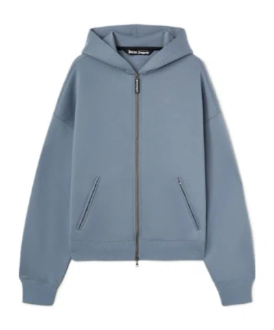 PALM ANGELS PALM ANGELS CURVED LOGO ZIPPED HOODIE