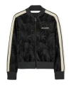 Palm Angels Logo Leather Effetc Track Bomber Jacket In Black