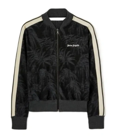 Palm Angels Jacquared Palms Track Jacket In 1003 Black - Off White