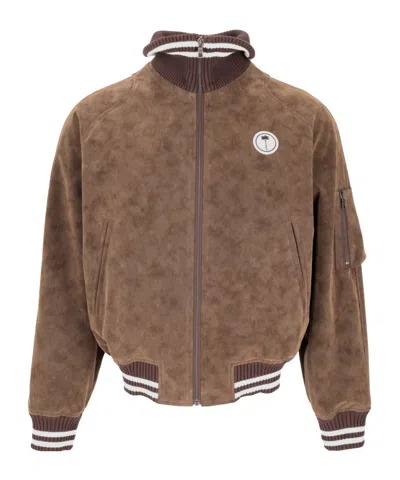 Palm Angels Zip-up Casual Jacket In Black