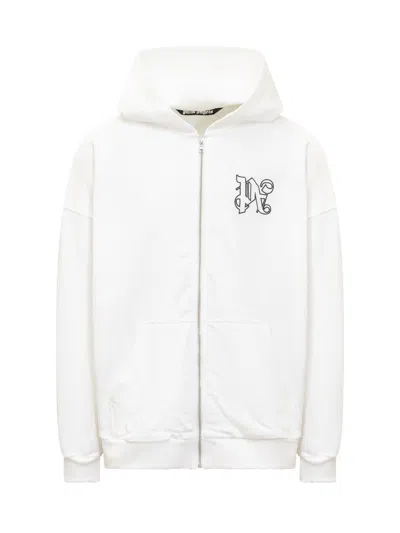 Palm Angels Zip-up Sweatshirt In White