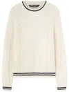 Palm Angels Curved-logo Cable-knit Sweater In Weiss