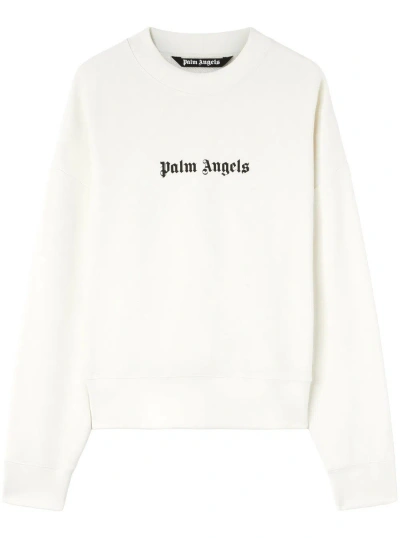 Palm Angels Felpa Con Stampa In White