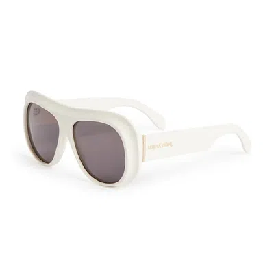 Palm Angels -inspired Unisex White Aviator-style Sunglasses With Dark Grey Accents In Neutral