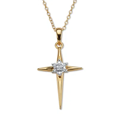 Palm Beach Jewelry .03 Tcw Diamond 18k Gold-plated Cross Necklace 18 Inch