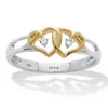 Palm Beach Jewelry .03 Tcw Diamond Tutone Sterling Silver Interlocking Heart Ring