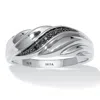 Palm Beach Jewelry .03 Tcw Men's Round Genuine Black Diamond Platinum-plated Sterling Silver Ring