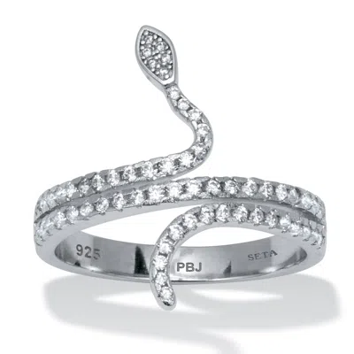 Palm Beach Jewelry 0.40 Tcw Cubic Zirconia Sterling Silver Snake Ring In White