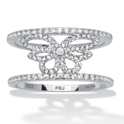 Palm Beach Jewelry 0.46 Tcw Cz Sterling Silver Butterfly Ring In White
