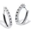 Palm Beach Jewelry .05 Tcw Sterling Silver Diamond Hoop Earrings (1/2 Inch)