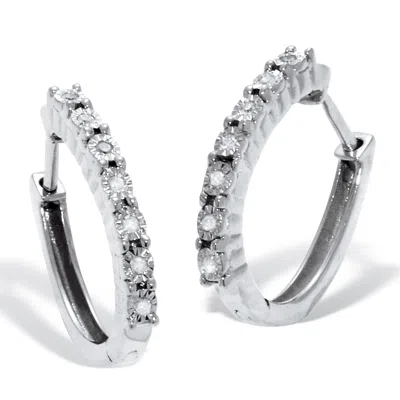 Palm Beach Jewelry .05 Tcw Sterling Silver Diamond Hoop Earrings (1/2 Inch)