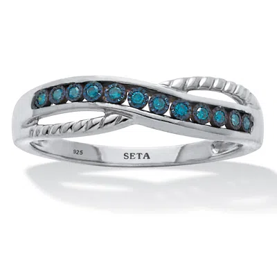 Palm Beach Jewelry .06 Tcw Blue Diamond Sterling Silver Twist Ring