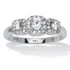 Palm Beach Jewelry 0.69 Tcw Cz Sterling Silver 3-stone Halo Ring In White