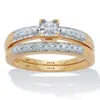 Palm Beach Jewelry .09 Tcw Diamond 18k Gold-plated Sterling Silver Bridal Set