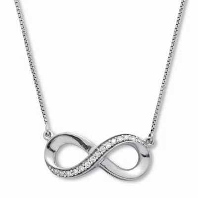 Palm Beach Jewelry .09 Tcw Diamond Sterling Silver Infinity Pendant And Chain 18 Inches In White