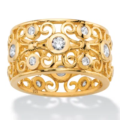 Palm Beach Jewelry 1 Tcw Cubic Zirconia 18k Gold Plated .925 Sterling Silver Scroll Eternity Ring In White