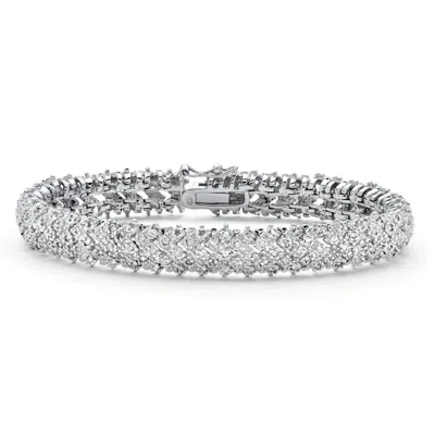 Palm Beach Jewelry 1 Tcw Diamond Snake-link Bracelet Platinum-plated