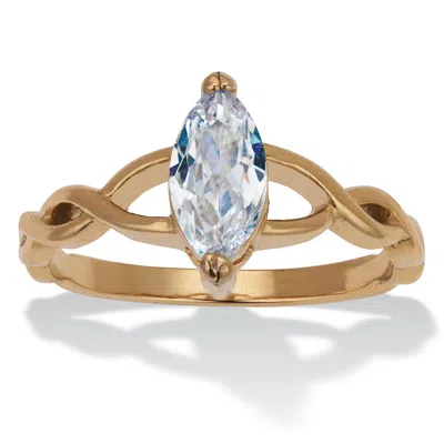 Palm Beach Jewelry 1 Tcw Marquise Cubic Zirconia Gold Ion-plated Stainless Steel Engagement Ring In White