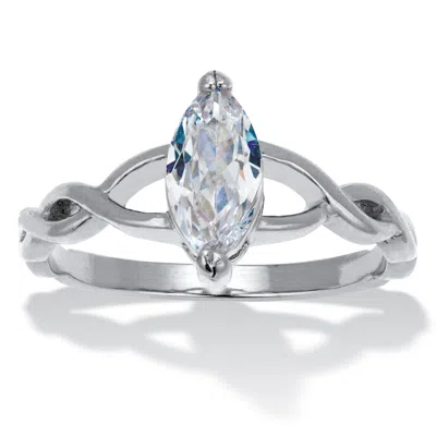 Palm Beach Jewelry 1 Tcw Marquise Cubic Zirconia Stainless Steel Engagement Ring In White