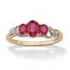 Palm Beach Jewelry 1 Tcw Oval-cut Ruby And Diamond Accent Three Stone Ring In 10k Gold In Red