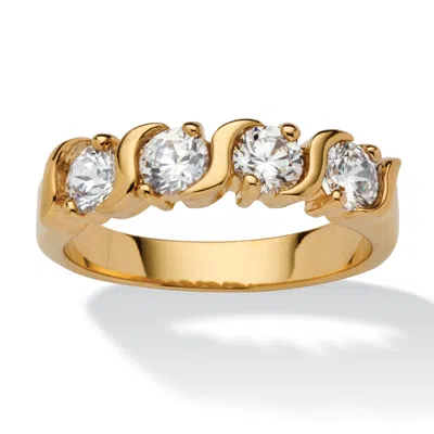 Palm Beach Jewelry 1 Tcw Round Cz S Style Ring In Gold-plated In Yellow