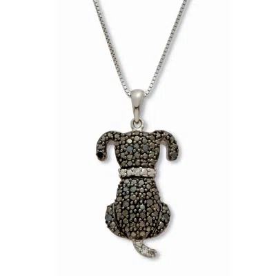 Palm Beach Jewelry .10 Tcw Black And White Diamond Sterling Silver Dog Pendant And Chain 18 Inches