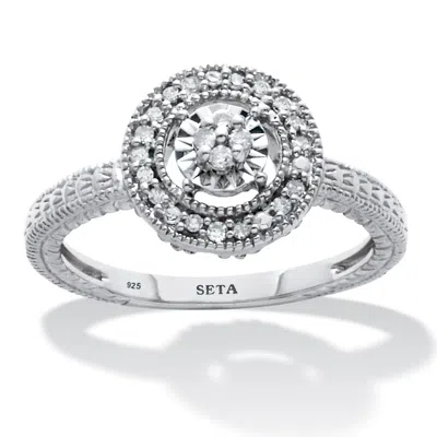 Palm Beach Jewelry .10 Tcw Diamond Sterling Silver Halo Ring In White