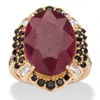 Palm Beach Jewelry 10.18 Tcw Genuine Ruby And Black Spinel Ring 14k Gold-plated Sterling Silver In Red