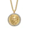 Palm Beach Jewelry 1.02 Cttw. White Cubic Zirconia Lion Head Pendant 14k Gold-plated 24" Chain