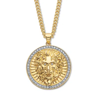 Palm Beach Jewelry 1.02 Cttw. White Cubic Zirconia Lion Head Pendant 14k Gold-plated 24" Chain