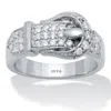 Palm Beach Jewelry 1.02 Tcw Silvertone Belt Cubic Zirconia Ring