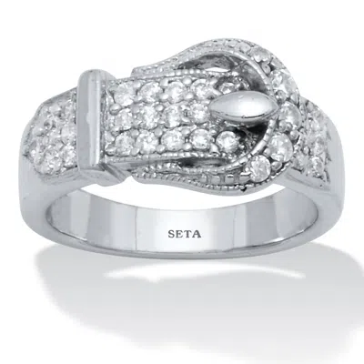 Palm Beach Jewelry 1.02 Tcw Silvertone Belt Cubic Zirconia Ring In White