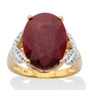 Palm Beach Jewelry 10.21 Tcw Oval-cut Ruby Gold-plated Silver Ring In Yellow