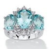 Palm Beach Jewelry 10.25 Tcw Genuine Oval-cut Blue Topaz Ring In Platinum-plated Sterling Silver In Blue