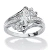Palm Beach Jewelry 1.03 Cttw. Silvertone Marquise-cut Cubic Zirconia Engagement Anniversary Ring In White