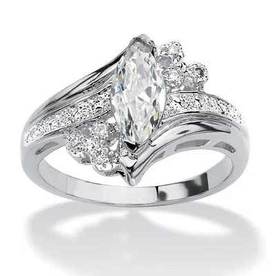 Palm Beach Jewelry 1.03 Cttw. Silvertone Marquise-cut Cubic Zirconia Engagement Anniversary Ring In White