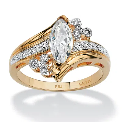 Palm Beach Jewelry 1.03 Tcw Marquise-cut Cubic Zirconia Ring In Gold-plated In White
