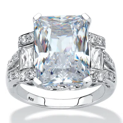 Palm Beach Jewelry 10.36 Tcw Cz Platinum-plated Cocktail Ring In White