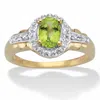 Palm Beach Jewelry 1.07 Cttw. Genuine Peridot And Topaz Gold-plated Sterling Silver Halo Ring