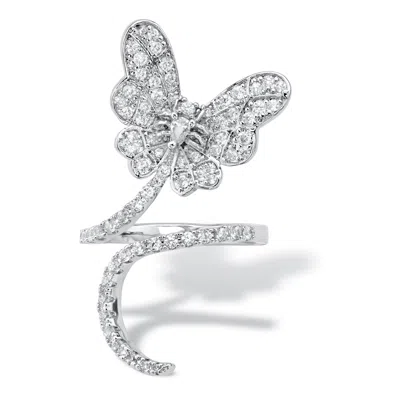 Palm Beach Jewelry 1.07 Tcw Cz Platinum-plated Butterfly Ring In White