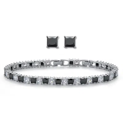 Palm Beach Jewelry 10.75 Tcw Princess Cut Cubic Zirconia Tennis Bracelet And Earring Set In White