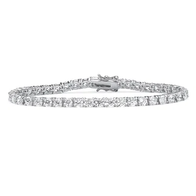Palm Beach Jewelry 10.75 Tcw Round Cubic Zirconia .925 Sterling Silver Tennis Bracelet 7.5" In White