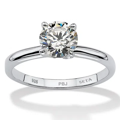 Palm Beach Jewelry 1.08 Tcw Cubic Zirconia .925 Sterling Silver Engagement Solitaire Ring In White
