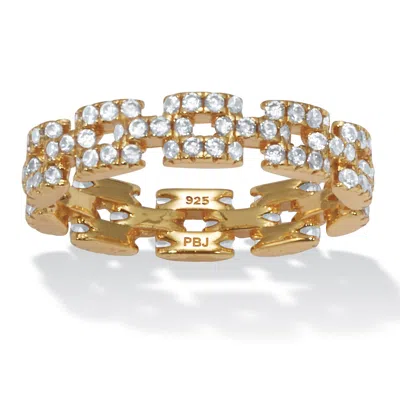 Palm Beach Jewelry 1.08 Tcw Cz Gold-plated Sterling Silver Link Ring In Yellow